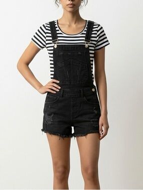 Outfit! Denim Shortalls and Striped Top - Women